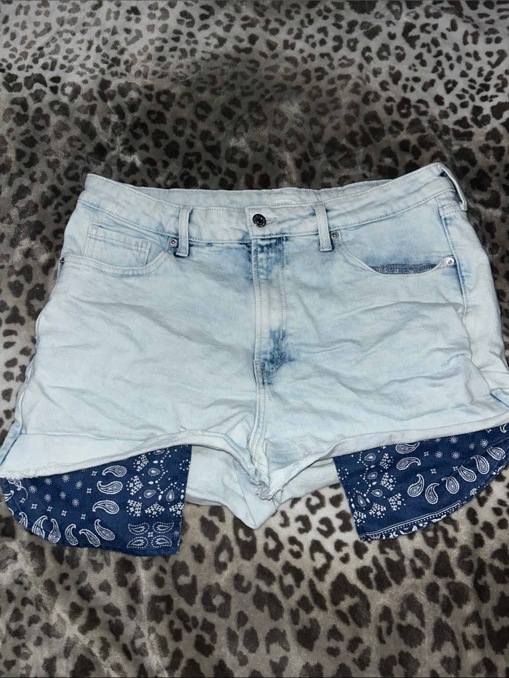 Old Navy Light Blue Denim Shorts with Blue Bandana Trim